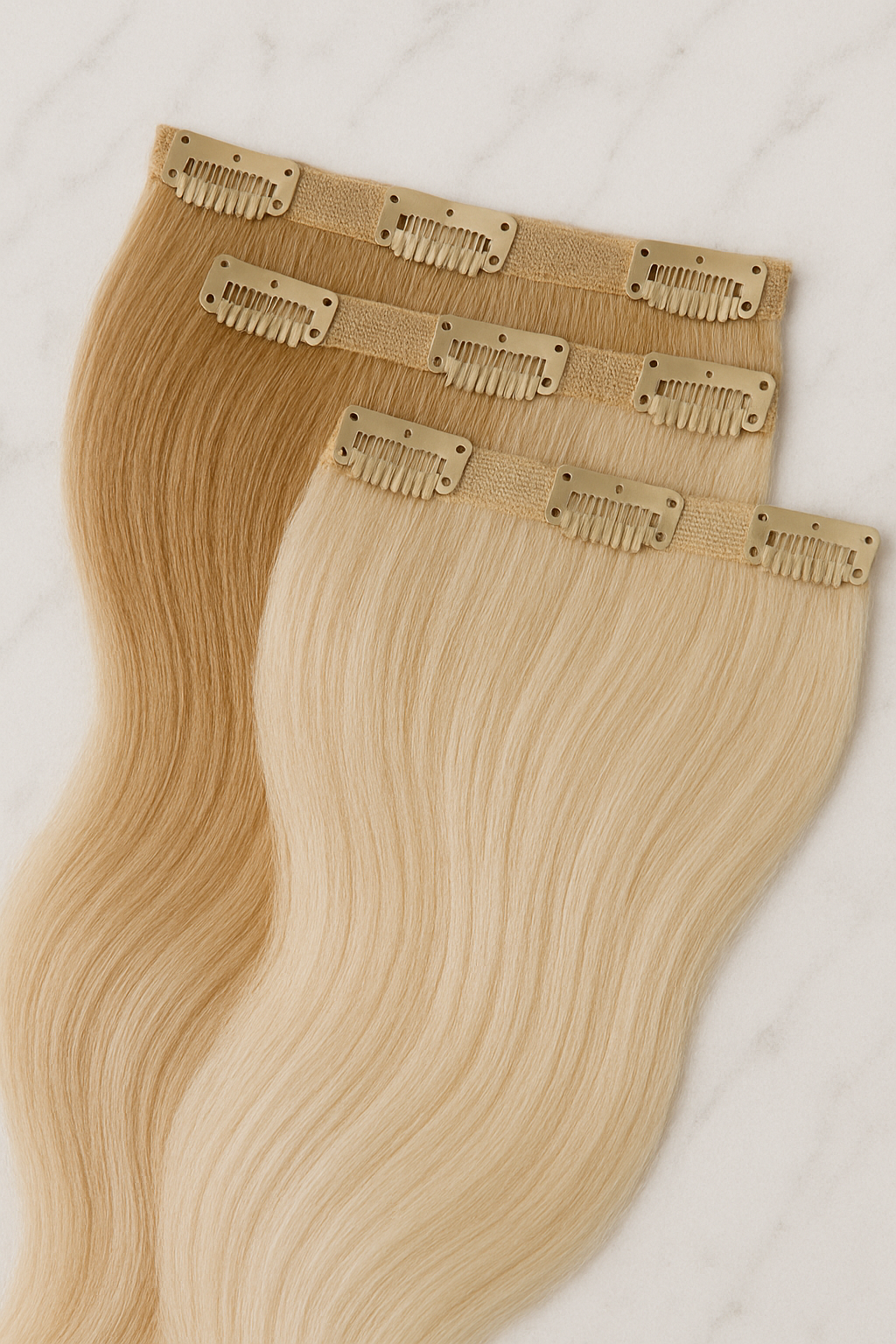 1 Clips Extensions Aura Volume de Ombré Blond &amp; Blond Perlé